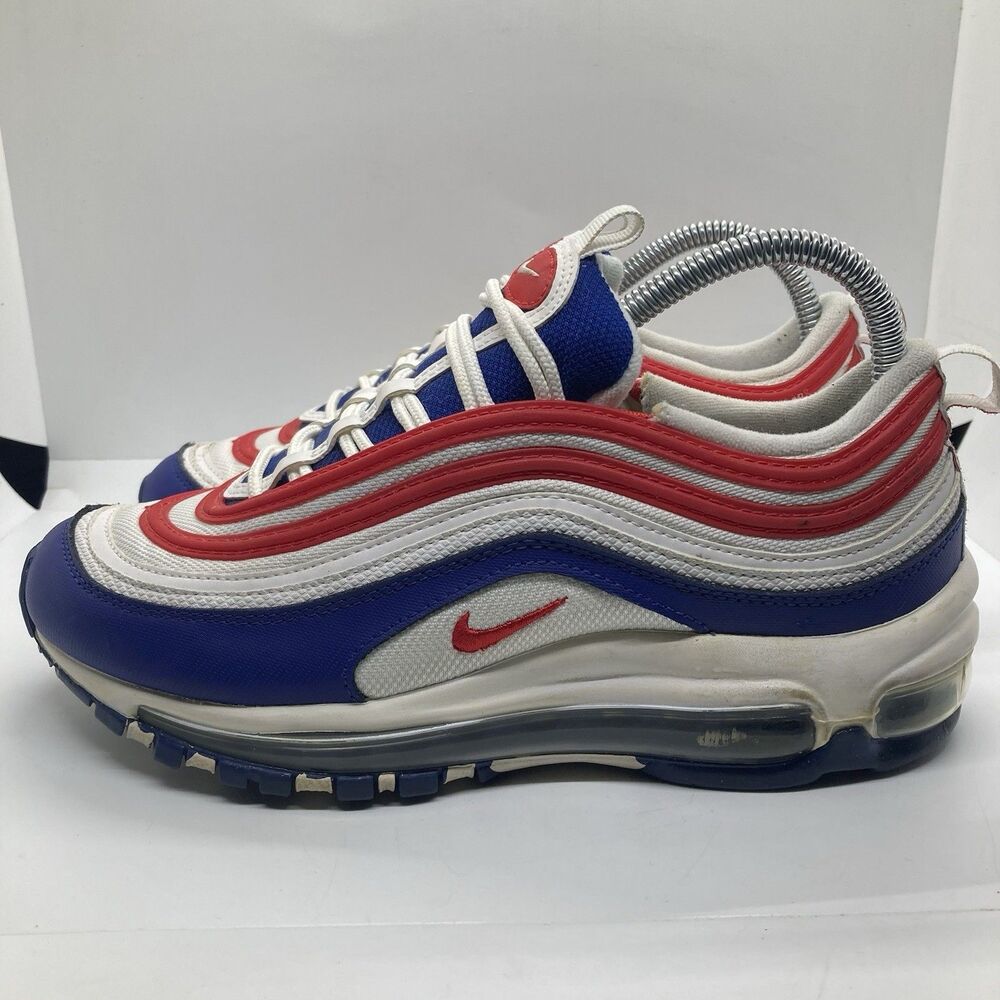 Air Max 97 GS USA Size 6.5Y Womens 8 White Blue Red Shoes Sneakers CW5856-100